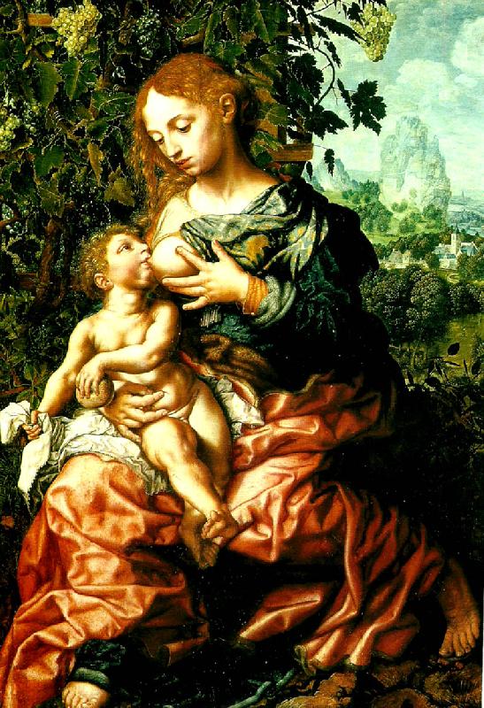 Jan Sanders van Hemessen maria med barnet France oil painting art